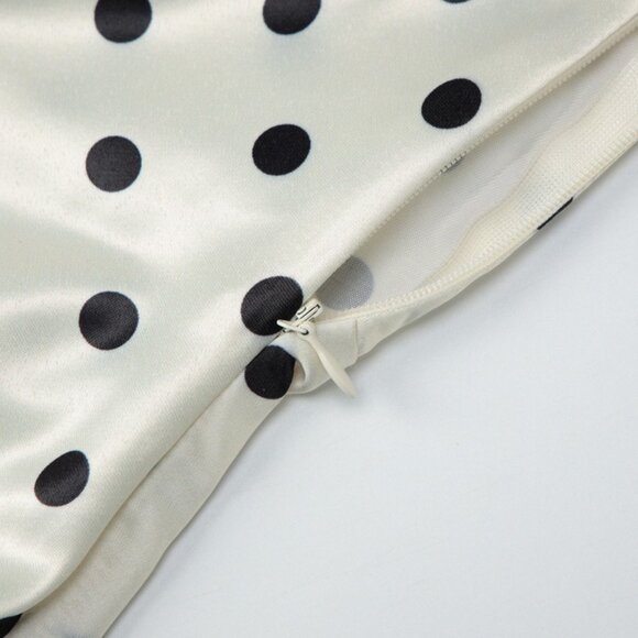 French Vintage Polka Dot Maxi Dress - Romantic Lace Trim Long Gown - Picture 11 of 11